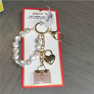 Bag Charm with Purse and Pearl Accents